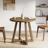Tribesigns Small Round Conference Table for 4 People, 31.5-Inch Office Table, Reception Desk for Conference Room, Negotiation Room (Brown) Tribesigns