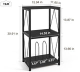 Y&M 3-Tier Record Player Stand with Vinyl Record Storage, Turntable Stand Record Shelf Display Table for Album, Turntable Holder, End Table for Bedroom, Living Room, Black Y&M