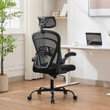 Ergonomic Office Chair,Computer Desk Chair Comfy with Flip-Up Armrests,Comfortable Lumbar Support Gaming Chairs for Bedroom,Study,Student,Wide Seat,Black Garvee