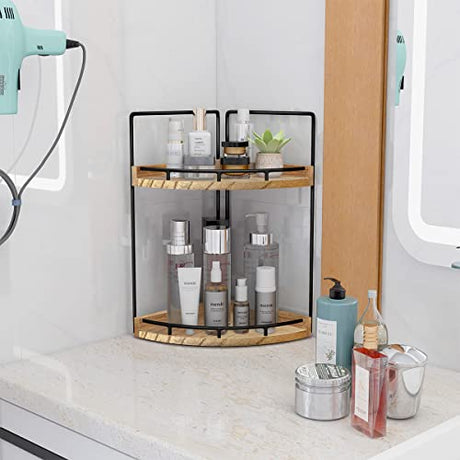 Dorhors Brown 2-Tier Bathroom Counter Organizer and Vanity Shelf Dorhors