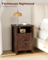 YESHOMY Farmhouse Modern Nightstand with Shelf and Barn Door, Set of 2 for Bedroom, Espresso YESHOMY