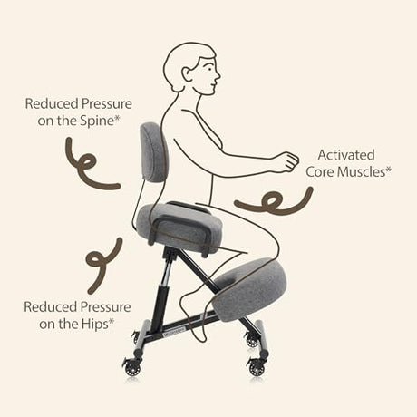 DR.LOMILOMI Ergonomic Kneeling Chair with Backrest, Improve Posture, Thick Cushions, Locking Wheels for Home & Office, AKONI 512 (Backrest Add-on, Dim Grey) DR.LOMILOMI