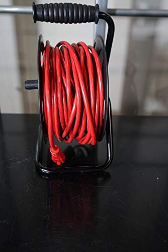 Woods 22849 Metal Extension Cord Reel Stand In Black, Heavy Duty, Quick Snap Together Design, Sturdy and Durable Stand, Easy to Grip Handles, Holds Up To 100 Feet, 14/3 Gauge Cord Woods