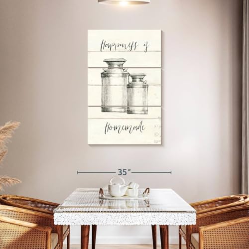 Elephant Stock - Life At Home I Shiplap Wall Art - Vertical Multi Panel Canvas - 3 Piece Living Room Wall Decor - Drawing Happiness Quotes Multi Piece Wall Art - Beige And Black Decor by Avery Tillmon - 28" x 45" ElephantStock