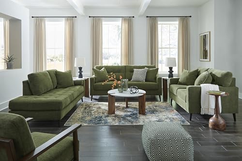 Signature Design by Ashley Bixler Mid-Century Modern Tufted Sofa with 2 Toss Pillows, Green Signature Design by Ashley