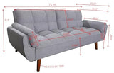 Trygoal Convertible Futon Sofa Bed, Modern Futon Couch with 2 Pillows, Small Futons Couch with Adjustable Armrest & Backrest, Loveseat Sofa Bed for Living Room, Bedroom, Gray Trygoal