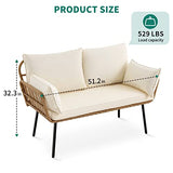YITAHOME Love Seat Patio Sofa, All-Weather Wicker Large Loveseats Patio Sectional Furniture with Cushions & Lumbar Pillows, Outdoor Patio Furniture Set for Patio, Balcony, Backyard, Deck, Poolside YITAHOME