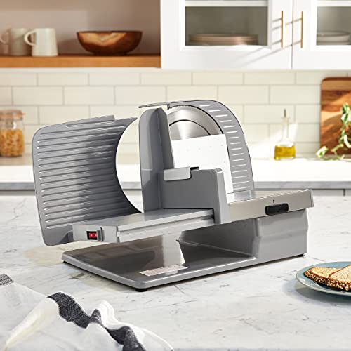 Chef's Choice 665 Professional Electric Food and Meat Slicer with Stainless Steel Serrated Blade Features Slice Thickness Control NSF Certified, 8.5-Inch, Gray Chef'sChoice