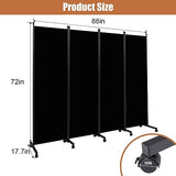 Room Divider Portable 88'' Partition Room Dividers and Folding Privacy Screens 4 Panel Wall Divider for Room Separation, Freestanding Fabric Room Divider Panel with Wheels for Home Office Hospital HOMSCREENER