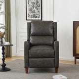 PATIOPTION Leather Pushback Recliner Chair, PU Leather Push Back Armchair, Upholstered Recliner Chair 105-135 Degree Adjustable, Retro Accent Chair for Living Room Bedroom - Gray