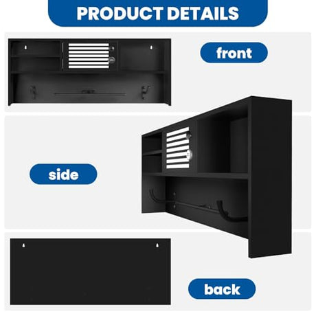 Wall Mounted Police Gear Rack, Police Gear Stand with Lockbox Safe, Tactical Gear Rack Decor with Heavy Duty 2-Hook, Police Gear Cabinet Suitable for Police Station, Homes, Bar WoodArtSupply