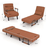 S AFSTAR 4 in 1 Convertible Sofa Chair Bed, Tri-fold Leisure Recliner Sleeper with 6-Position Adjustable Backrest, Pillow & Metal Frame, Folding Chaise Lounge Couch for Apartment, Bedroom (Coffee) S AFSTAR