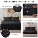 Velorose Queen Comforter Set Black - Bed in a Bag Queen Size 7 Pieces, Soft Bedding Set for All Seasons, Premium Queen Comforter Set with Comforter, Sheets, Pillowcases & Shams Velorose