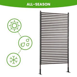 Metal Outdoor Privacy Screen with Stand, 3 ft W x 6 ft H PE-Coating Steel Pipes and Slats Panels, Decoative Privacy Screen Fence Panels Freestanding for Outside Patio Garden Backyard, Brown OTOSUNNY