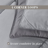 Elegant Comfort 3-Piece Reversible Comforter Set, All Season Cozy, Soft Down Alternative, Quilted - Box Stitched - Duvet Insert with 4 Corner Tabs, Comforter with Shams, Twin XL, Gray/Silver Elegant Comfort