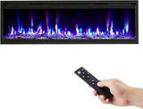 68 Inch Recessed Electric Fireplace with Remote Control, Wall Mounted Electric Fireplace Insert with Heater, Low Noise Fireplace with Timer, 12 Flame Colors, Adjustable Brightness, 750/1500W IDEALHOUSE
