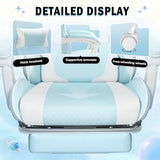 Homall Gaming Chair, Video Game Chair with Footrest and Massage Lumbar Support, Ergonomic Computer Chair Height Adjustable with Swivel Seat and Headrest (Light Blue) Homall