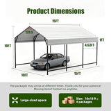 SAILARY Metal Carport 10x15 ft Heavy Duty Car Port Outdoor Canopy Steel Roof All-Weather Multi-Use Garage Shelter for Car, Boat, Tractor and Truck SAILARY