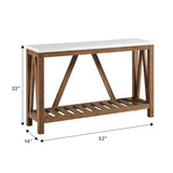 Walker Edison Modern Farmhouse Accent Entryway / Living Room End Table, 52 Inch, Color-Marble and Walnut Walker Edison