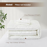 Lanest Housing King Size Satin Comforter Set Ivory White, 3 Pieces Soft and Lightweight Silk Bedding, All Season Fluffy Down Alternative Comforter Bed Set Lanest Housing