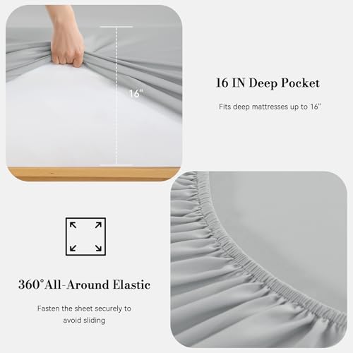 Dreava Grey Twin Sheet Set - Soft Breathable Microfiber Bed Sheets with Extra Deep Pocket, Luxury Hotel Cooling Bedding, Oeko-Tex Certified Wrinkle Free 3 Piece Dreava