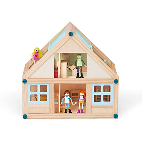 Olivia's Little World Kids Buildable Furnished Wooden Dollhouse for 3.5" Dolls Olivia's Little World