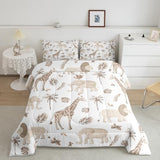 Feelyou Jungle Animals Comforter Twin Size Elephant Lion Giraffe Animal Bedding Sets African Safari Animal Duvet Set for Kids Boys Girls Hunter Brown Rust Wildlife Down Quilt Feelyou