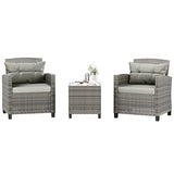 Shintenchi 3 Pieces Patio Furniture Set 3 Pieces PE Rattan Wicker Chairs with Table Outdoor Furniture for Backyard/Garden/Poolside/Outdoor Restaurant Gary Rattan with Gary Cushion Shintenchi
