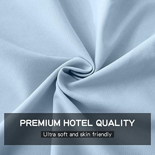 FreshCulture Queen Flat Sheet - Hotel Quality Queen Flat Sheet Only - Brushed Microfiber Top Sheet - Ultra Soft & Breathable - Wrinkle-Free - Easy Care - Single Flat Sheet (Queen, Light Blue) FreshCulture