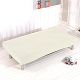 Stretch Futon Cover Armless Sofa Slipcover Foldable Sofa Bed Covers with Elastic Band, Machine Washable (Beige) Sokamore