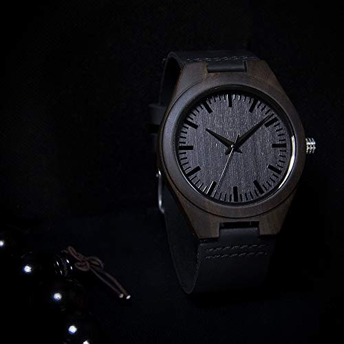 BYMAX Mens Engraved Wooden Watch, Wood Watches for Husband Son Groomsmen Customized Birthday for Men or Women BYMAX