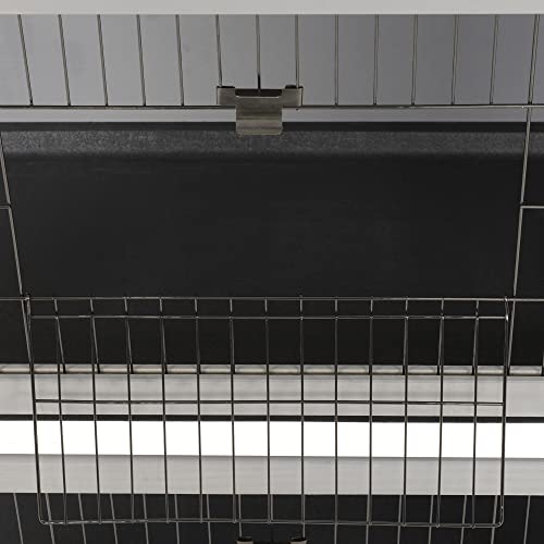 PawHut 54" 2-Story Large Rabbit Hutch Bunny Cage Wooden Pet House Small Animal Habitat with Lockable Doors, No Leak Tray and Waterproof Roof for Outdoor/Indoor Dark Grey PawHut