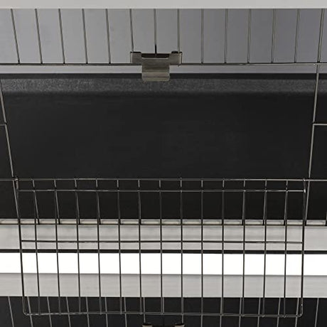 PawHut 54" 2-Story Large Rabbit Hutch Bunny Cage Wooden Pet House Small Animal Habitat with Lockable Doors, No Leak Tray and Waterproof Roof for Outdoor/Indoor Dark Grey PawHut