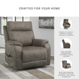 Signature Design by Ashley Crestmeade Modern Dual Motor Power Lift Recliner with Adjustable Backrest, USB Ports, Heat and Massage Function, Light Brown