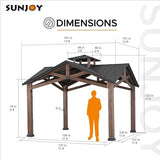 Sunjoy 12.5 x 12.5 ft. Hardtop Gazebo Outdoor Cedar Frame Wood Gazebo with Steel 2-Tier Hardtop Roof and Ceiling Hook, Black by SummerCove Sunjoy