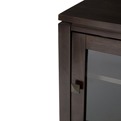 SIMPLIHOME Cosmopolitan SOLID WOOD 36 Inch Wide Contemporary Medium Storage Cabinet in Mahogany Brown, For the Living Room, Entryway and Family Room - WoodArtSupply