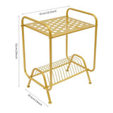 ARPITUYN 2-Tier Record Player Stand with Record Storage Shelf, Free Standing Metal Record Storage Rack with 16 Slots, Modern Player Table for Living Room, Bedroom (Gold) ARPITUYN