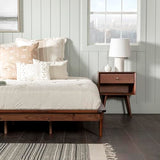 Walker Edison Mid Century Modern Solid Wood King Platform Bed with Headboard and Footboard - Walnut Finish Walker Edison