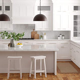 Amazon Basics Solid Wood Saddle-Seat Kitchen Counter Barstool with Footrest, Easy Assembly - 24-Inch Height - White - Set of 2 Amazon Basics