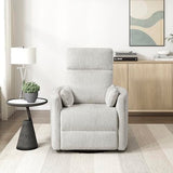 Lexicon Upholstered Swivel Recliner Chair - 360 Swivel Accent Chair Nursery Glider, Manual Recliner with Pull Handle, Microfiber, 2 Pillows, Easy Pull-Handle for Living Room/Bedroom/Apartment, Beige