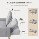 Gizoon 70.9" Sofa Bed, Futon Couch Bed with Adjustable Backrest, Modern Sleeper Sofa with Removable Armrest for Extended Length, Love Seat for Living Room, Office and Small Spaces, Apartment, Grey Gizoon