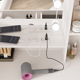 Maupvit Vanity Desk with Mirror and 10 LED Bulbs, Makeup Vanity Set with Charging Station & Nightstand, 5 Drawers Large Capacity, 2 Open Shelves, Dressing Table with Storage Stool for Bedroom, White Maupvit