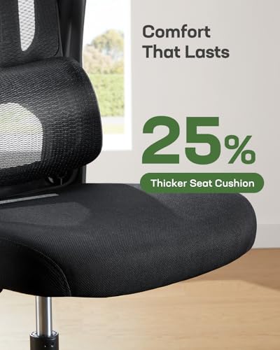 Marsail Office Chair Ergonomic-Desk Chair: High Back Mesh Office Chair with Lumbar Support,Flip-Up Armrests&2D Headrest,Gaming Chair with Rocking Tilt, Swivel Computer Task Chair for Long Hours Marsail
