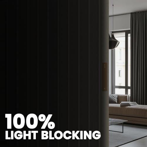AJAZZ 100% Blackout Room Divider Curtains Screen Partitions, Blackout Sound Reducing Divider Room Panel for Doorway Glass Window Sliding Door Patio(Cream White, W100 x L84, 1 Pack) AJAZZ