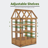MCombo Wooden Greenhouse, Outdoor Greenhouse with Adjustable Roof Vent and 8 Lockable Door for Backyard/Outdoor Use, (48" x 38.8" x 83.9") 0851 MCombo