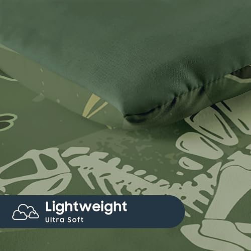 Wake In Cloud - Dinosaur Toddler Bedding Set for Boys, Colorful Dino Prehistoric Fossil, 4 Pieces Soft Crib Bed Set Including Comforter, Sheets and Pillowcase, Army Green Wake In Cloud