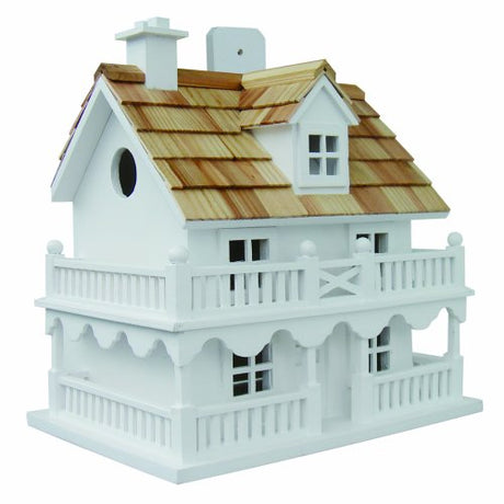 Home Bazaar Hand-made Novelty Cottage Bird House - Bird Friendly Home Decor , White Home Bazaar