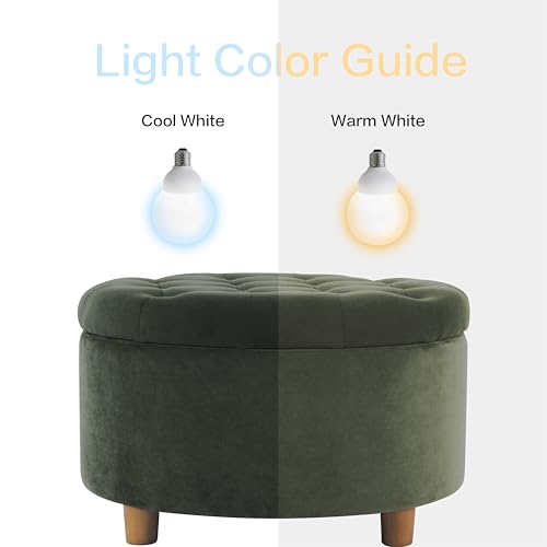 HomePop Home Decor | Large Button Tufted Velvet Round Storage Ottoman | Ottoman with Storage for Living Room & Bedroom, Loden Green Velvet, 28" HomePop