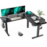 Marsail 63×55 in Electric Corner L-Shaped Standing Desk with 4-in 1 Electical Outlet, Computer Desk with Headphone Hook, Memory Sit Stand up Home Office Table, Ergonomic Gaming Table,Black Marsail