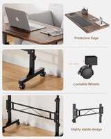 Small Standing Desk Adjustable Height, Mobile Stand Up Desk with Wheels, 32 Inch Portable Rolling Desk Small Computer Desk, Portable Laptop Desk Standing Table Rustic Amztabler